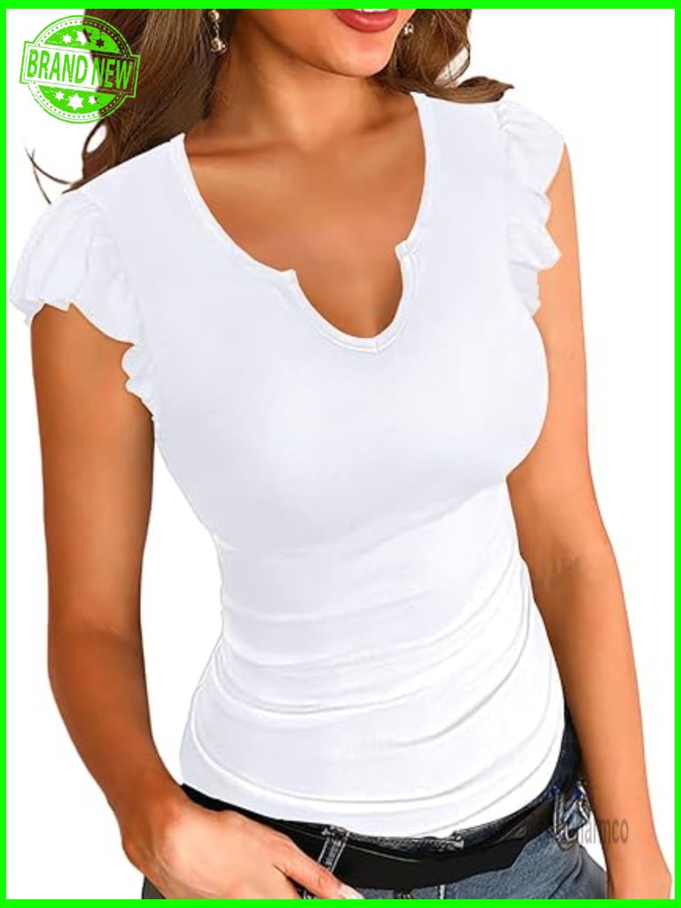 Ribbed Tank Tops For Women Slim Fitted V Neck Sleeveless Summer Casual Basic